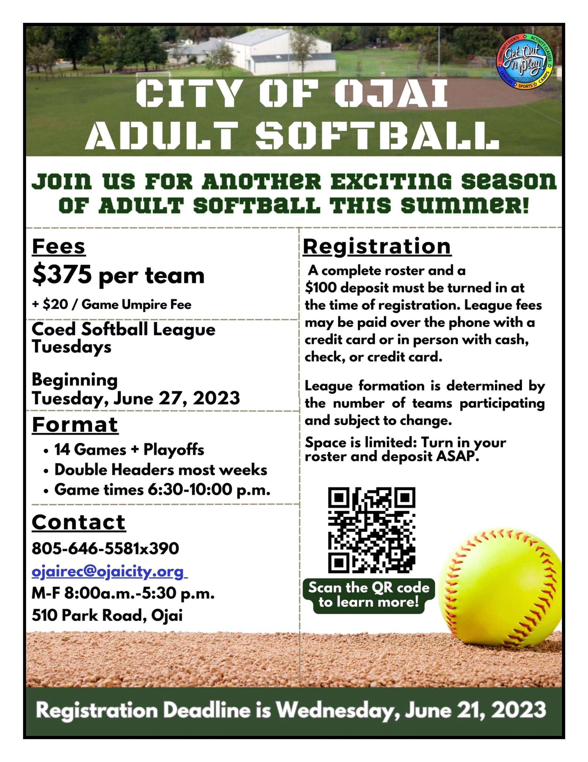 Adult Softball- Summer Season 2023
